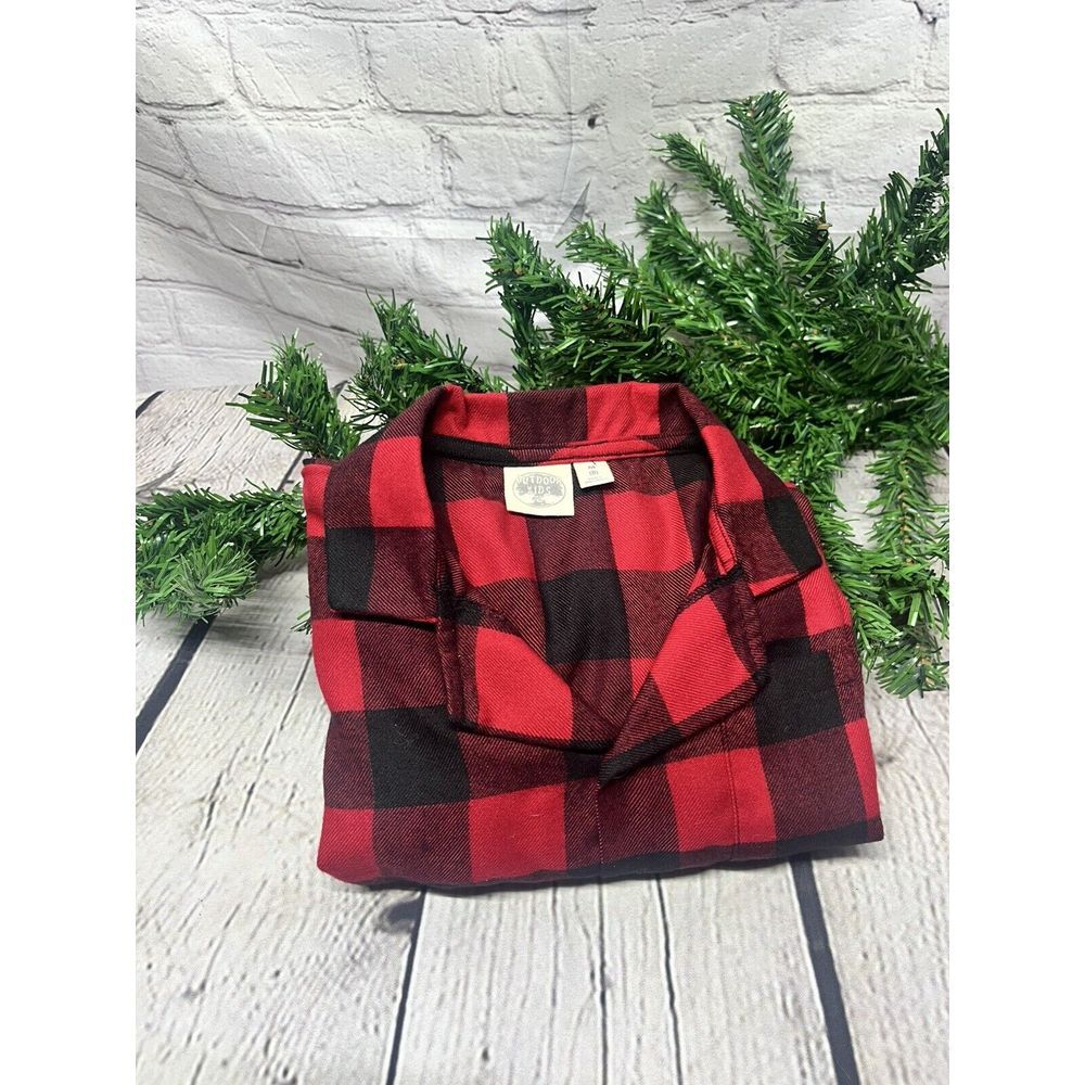 Cabela's Outdoor Kids Christmas Buffalo Check Soft Long Sleeve Pajamas Kids Sz.8